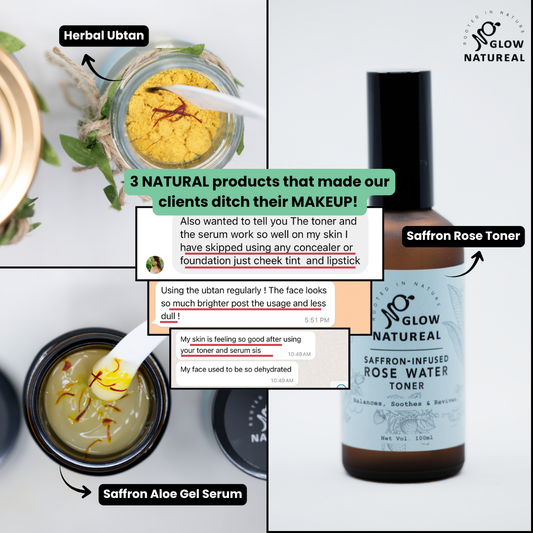 Saffron Glowing Skin Combo (Saffron Rose Toner + Saffron Aloe Serum + Herbal Ubtan) - 7