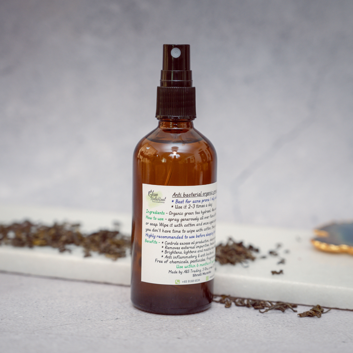 Anti bacterial green tea face toner