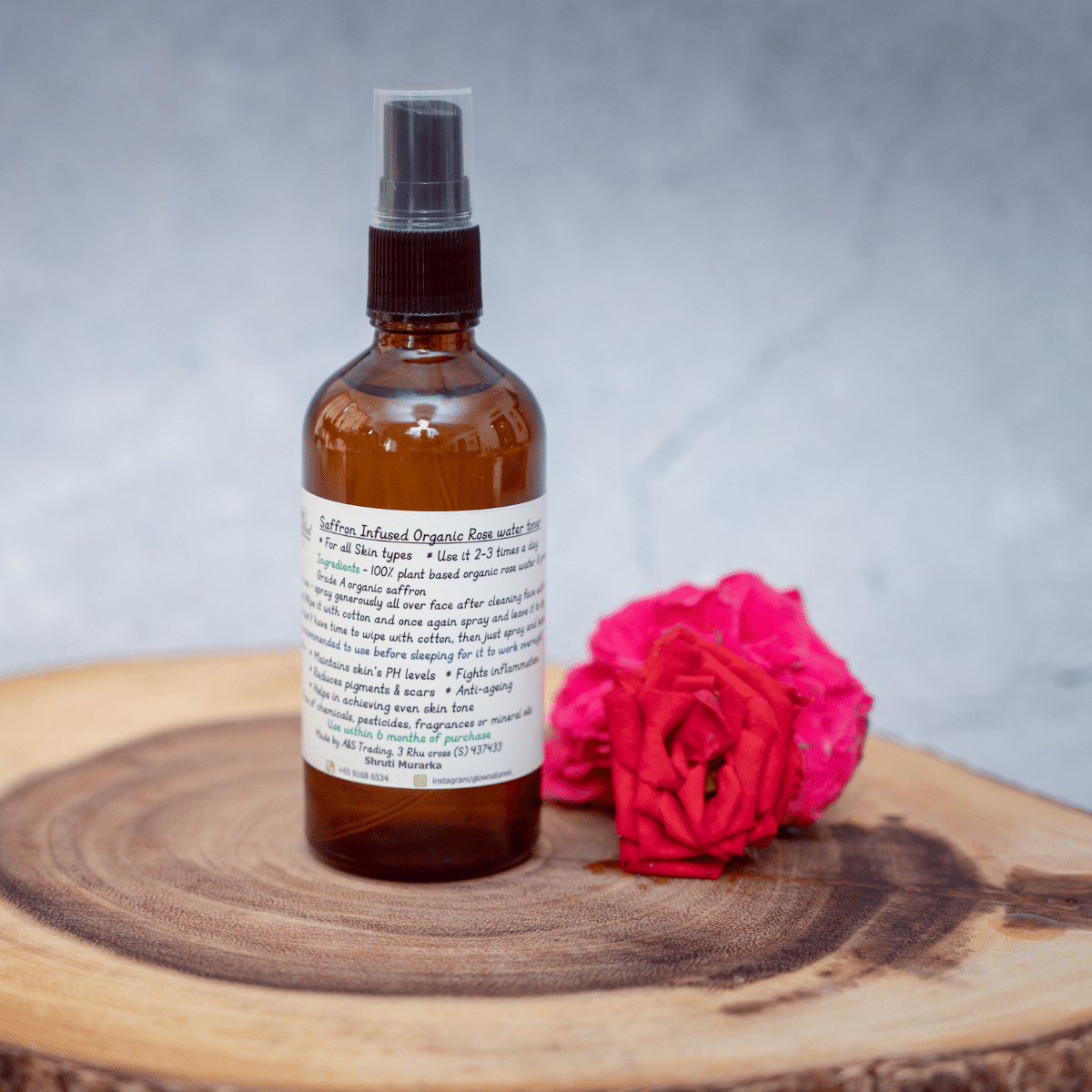 Saffron infused organic rose water toner GlowNatureal